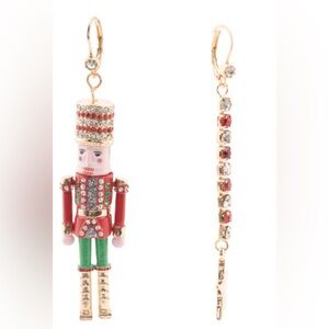 Red Nutcracker and Rhinestone Drop Earrings